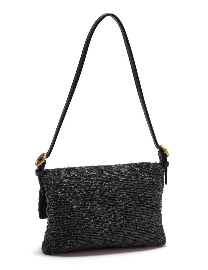 Borsa a spalla donna Iconic Beads nera ricamata a mano con perline e pietre BF000591242 20000 Maliparmi 