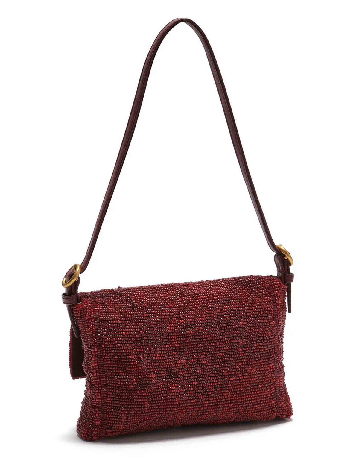 Borsa a spalla donna Iconic Beads bordeaux ricamata a mano con perline e pietre BF000591242 33006 Maliparmi 