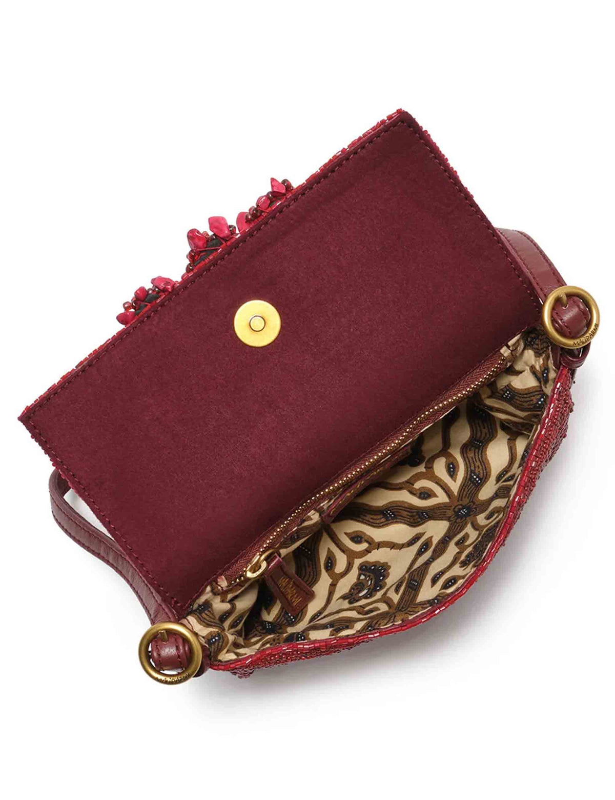 Borsa a spalla donna Iconic Beads bordeaux ricamata a mano con perline e pietre BF000591242 33006 Maliparmi 