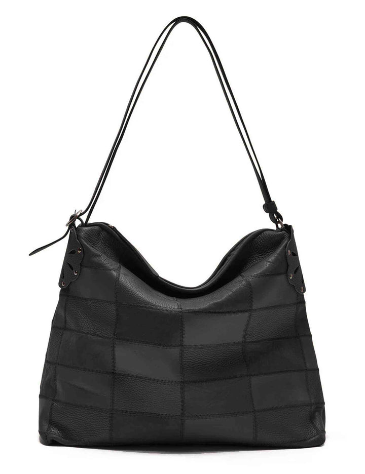 Sacca donna Leather Bloom in patchwork pelle vintage con cuciture zig-zag nera BP007301574 20000 Maliparmi 