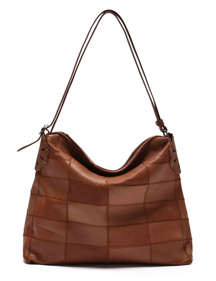 Sacca donna Leather Bloom in patchwork pelle vintage con cuciture zig-zag cuoio BP007301574 41009 Maliparmi 