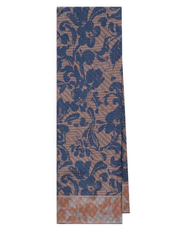 Foulard donna in pura seta fantasia floreale blu IB020730123 F8016 Maliparmi 
