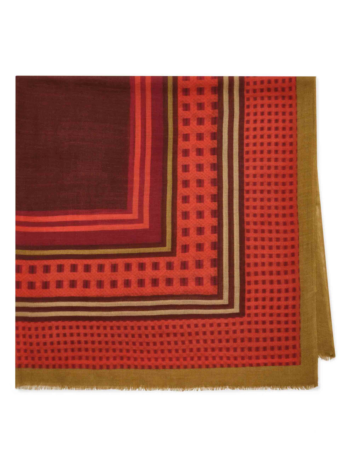 Foulard donna in pura lana fantasia geometrica rosso IR002220199 B3074 Maliparmi 
