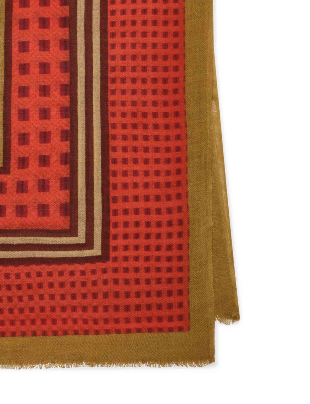 Foulard donna in pura lana fantasia geometrica rosso IR002220199 B3074 Maliparmi 