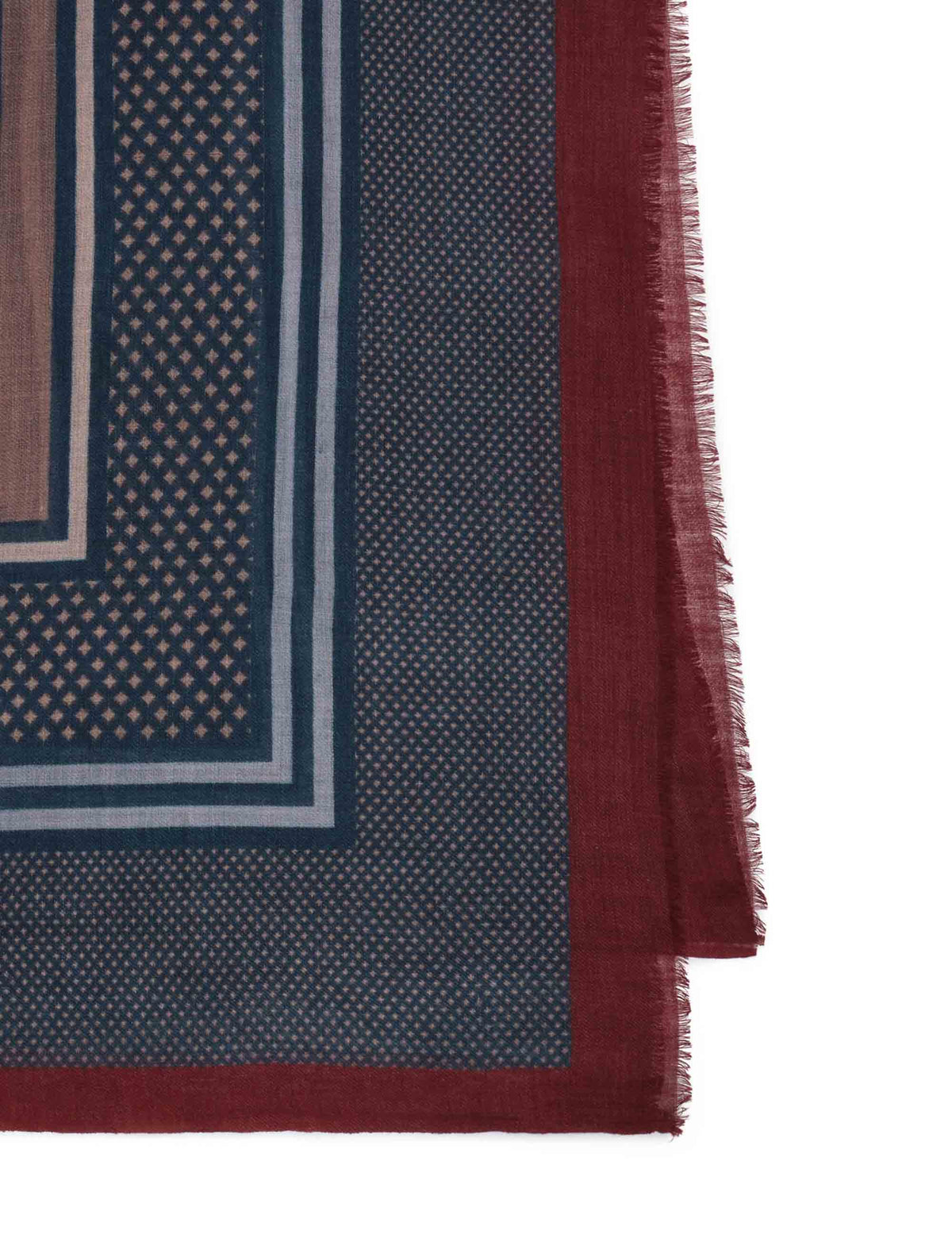 Foulard donna in pura lana fantasia geometrica blu IR002220199 F8015 Maliparmi 