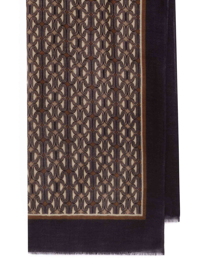 Sciarpa donna in pura lana fantasia geometrica nero IV015720199 B2070 Maliparmi 