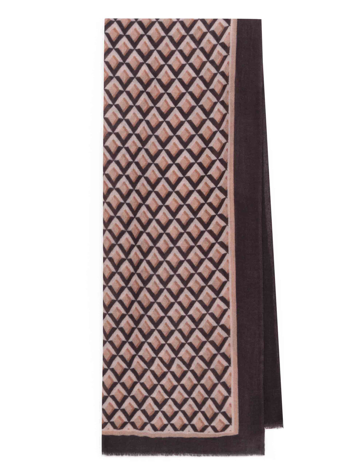 Sciarpa donna in pura lana fantasia geometrica nero e grigio IV015720199 B2071 Maliparmi 