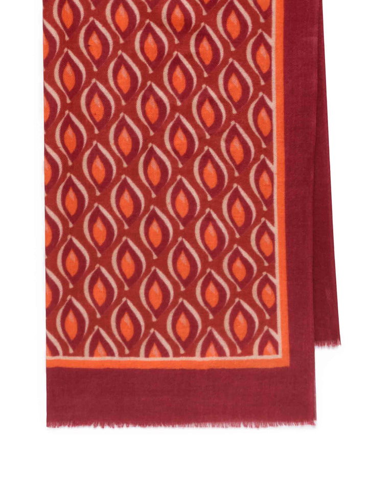 Sciarpa donna in pura lana fantasia geometrica rosso IV015720199 B3073 Maliparmi 