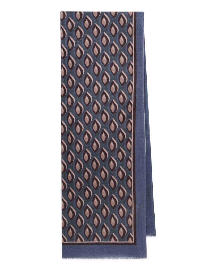 Sciarpa donna in pura lana fantasia geometrica blu IV015720199 F8014 Maliparmi 