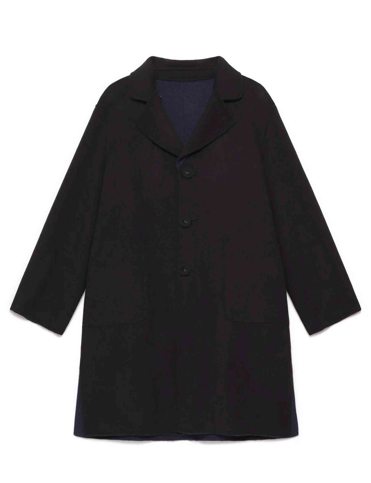 Cappotto lungo reversibile donna Double Wool blu in misto lana JB540220276 80B20 Maliparmi 