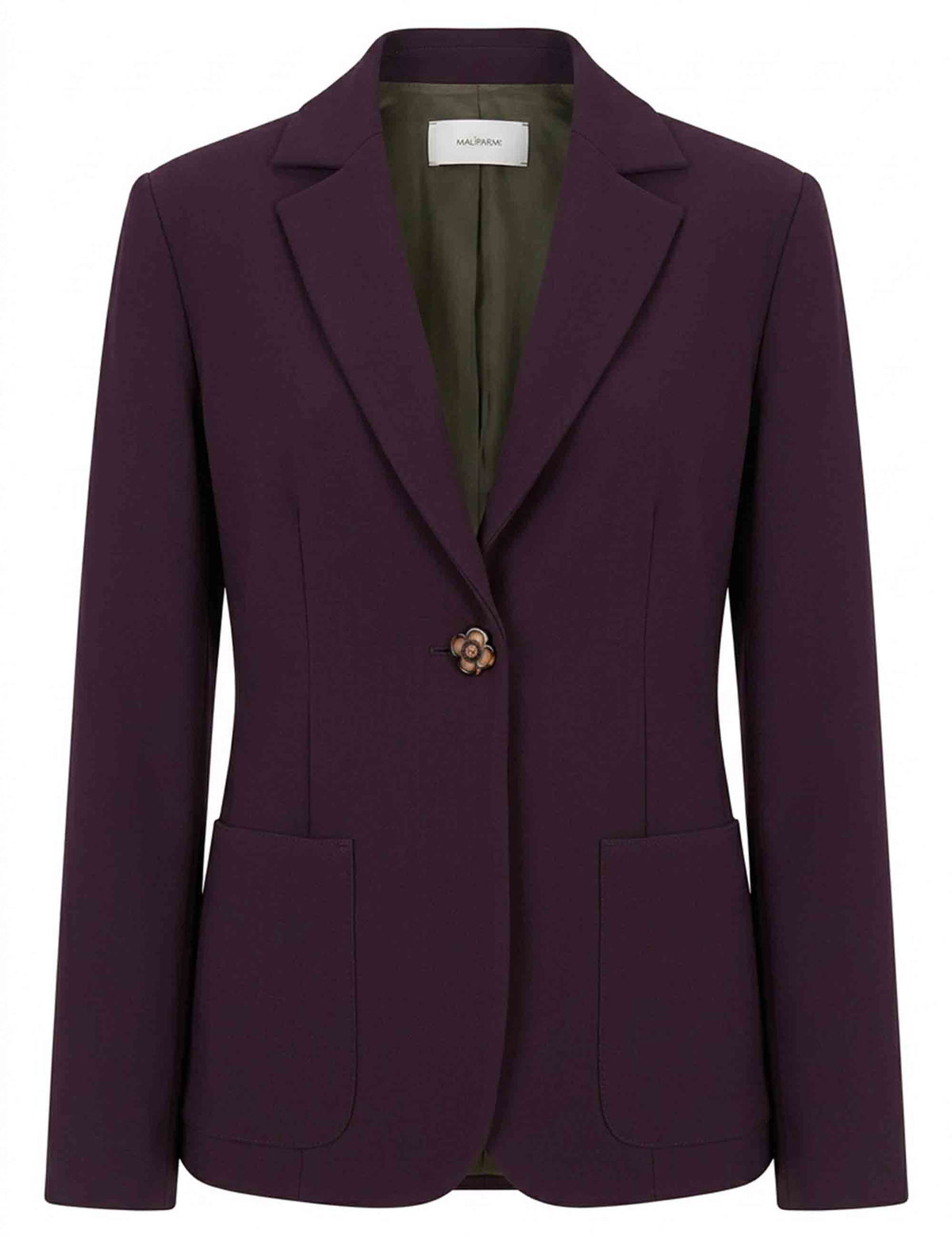 Blazer lungo donna Sleek Matte bordeaux monopetto con tasche a toppa JD645550689 33002 Maliparmi 