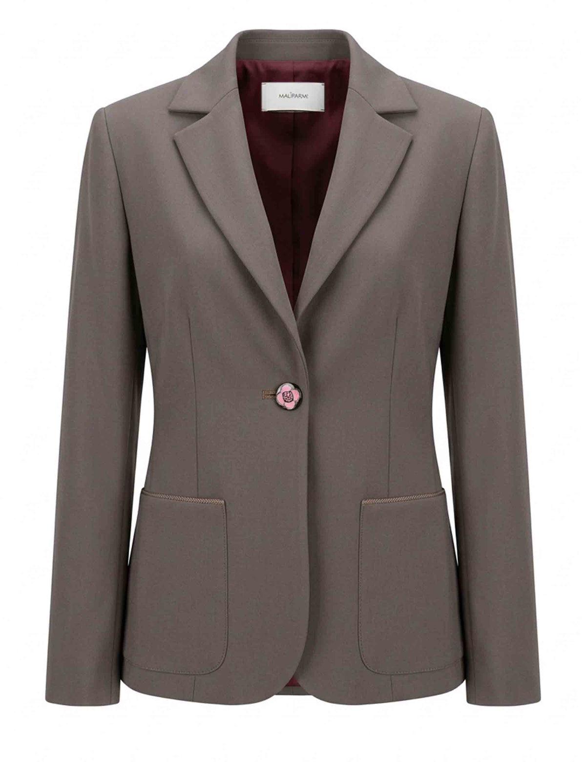 Blazer lungo donna Sleek Matte marrone monopetto con tasche a toppa JD645550689 40010 Maliparmi 