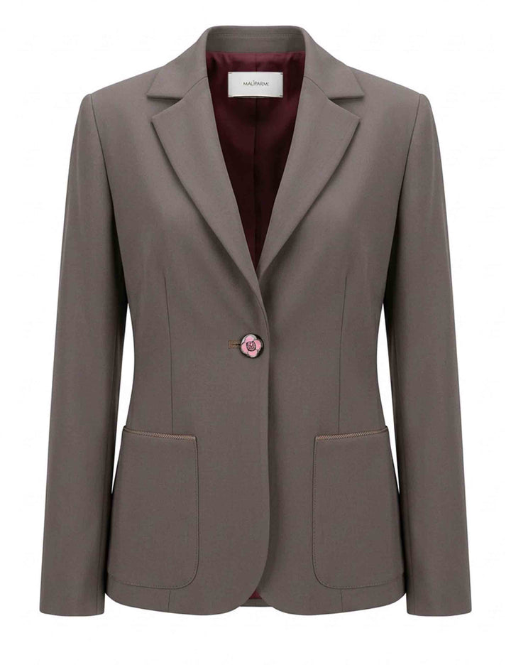 Blazer lungo donna Sleek Matte marrone monopetto con tasche a toppa JD645550689 40010 Maliparmi 