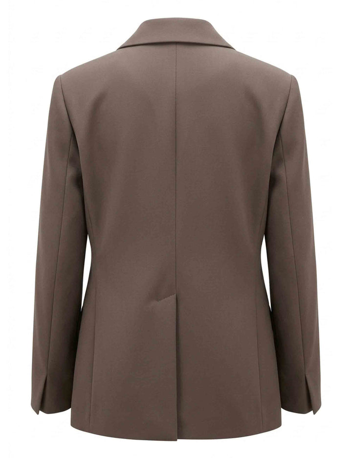 Blazer lungo donna Sleek Matte marrone monopetto con tasche a toppa JD645550689 40010 Maliparmi 