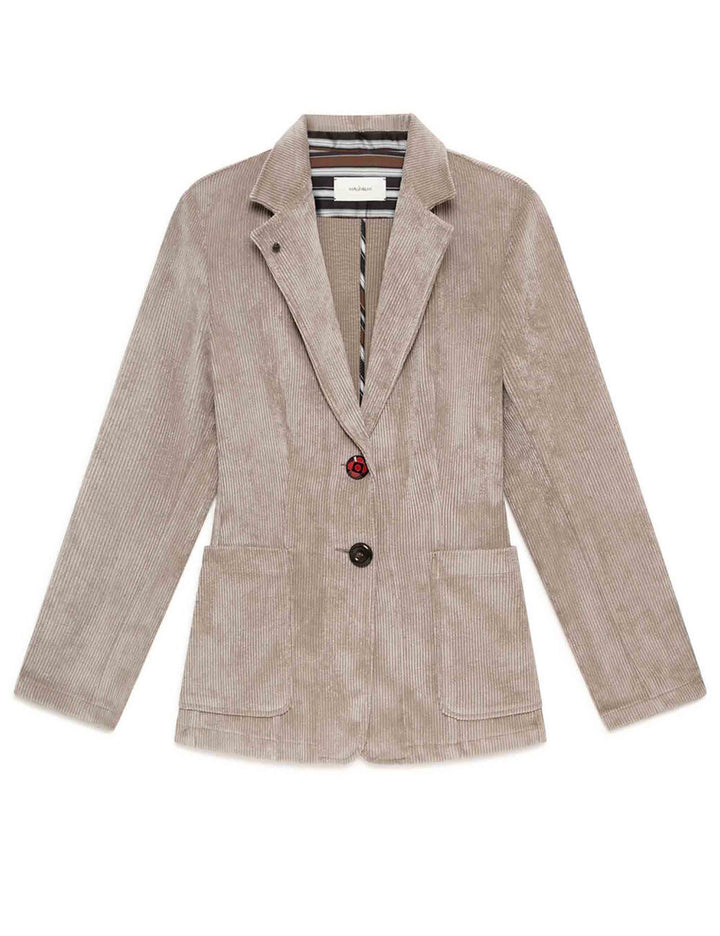 Giacca donna Corduroy Velvet beige monopetto in velluto a coste JD649761060 12007 Maliparmi 