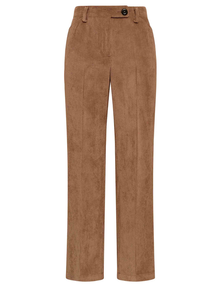 Pantalone a zampa donna Corduroy Velvet cammello JH808161060 40014 Maliparmi 