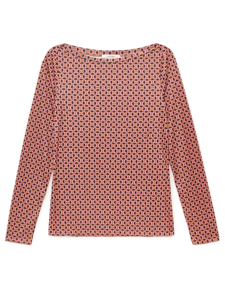 T-shirt donna Micro Print Jersey rosa a fantasia JK025770654 C3278 Maliparmi 
