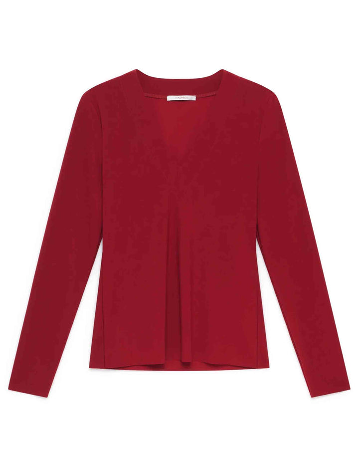 T-shirt con scollo a V donna Tecno Jersey bordeaux JK029870226 33010 Maliparmi 