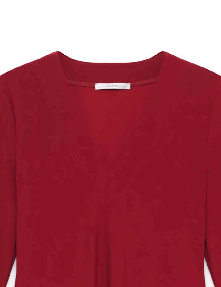 T-shirt con scollo a V donna Tecno Jersey bordeaux JK029870226 33010 Maliparmi 
