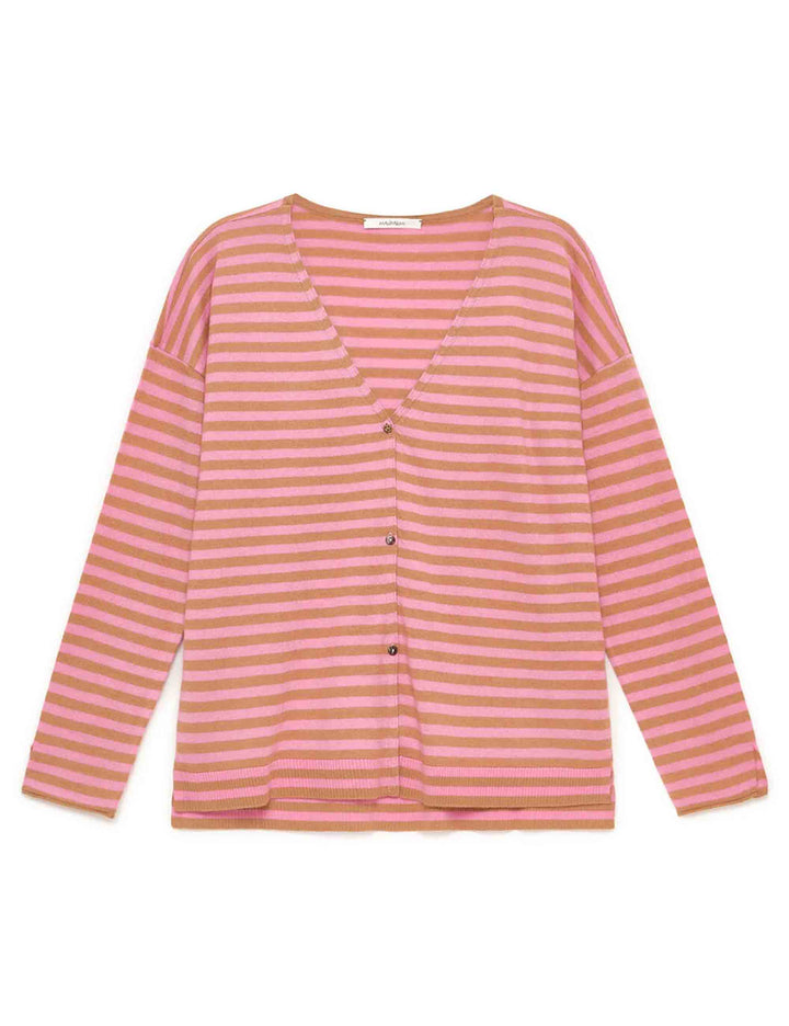 Cardigan donna Soft Touch beige a righe JN371270538 12B34 Maliparmi 