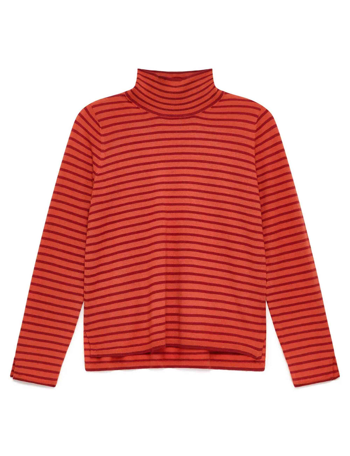 Maglia dolcevita donna Soft Touch arancio a righe JQ504570538 31B33 Maliparmi 