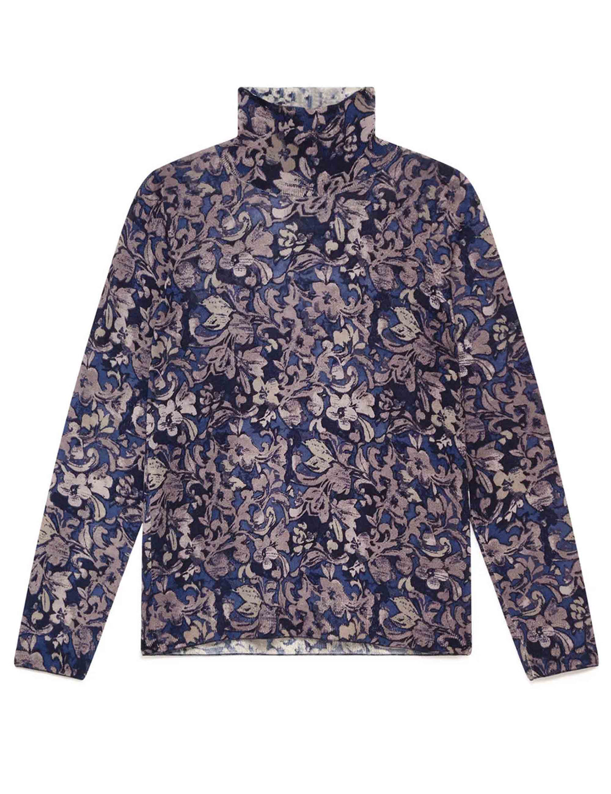 Maglia dolcevita donna Printed Knit blu fantasia floreale JQ510478200 F8005 Maliparmi 