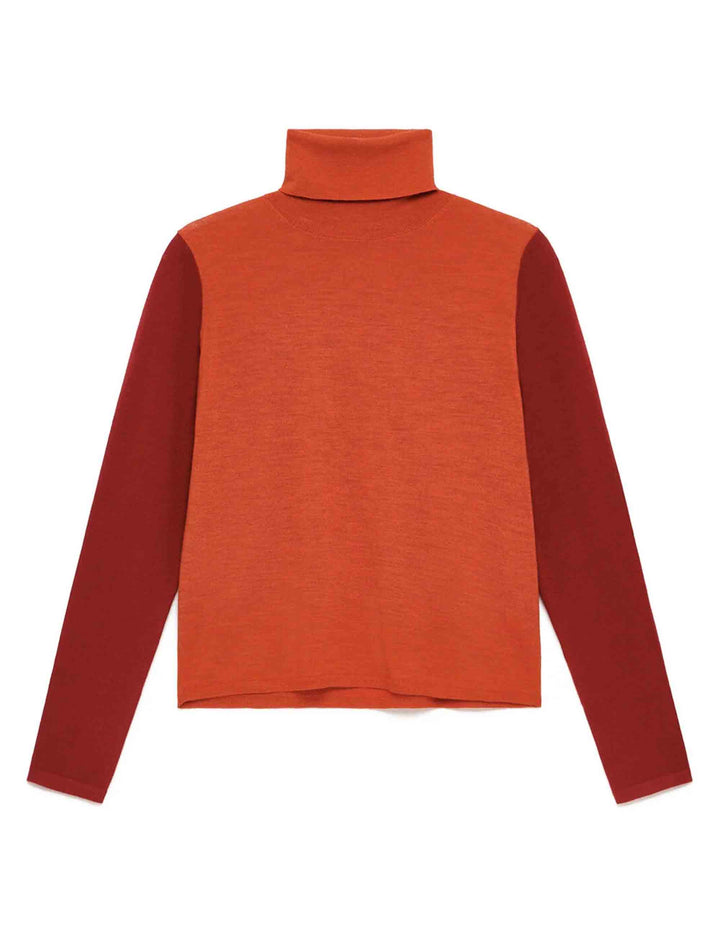 Maglia dolcevita donna Colours of the World arancio bicolore JQ512374230 31B33 Maliparmi 