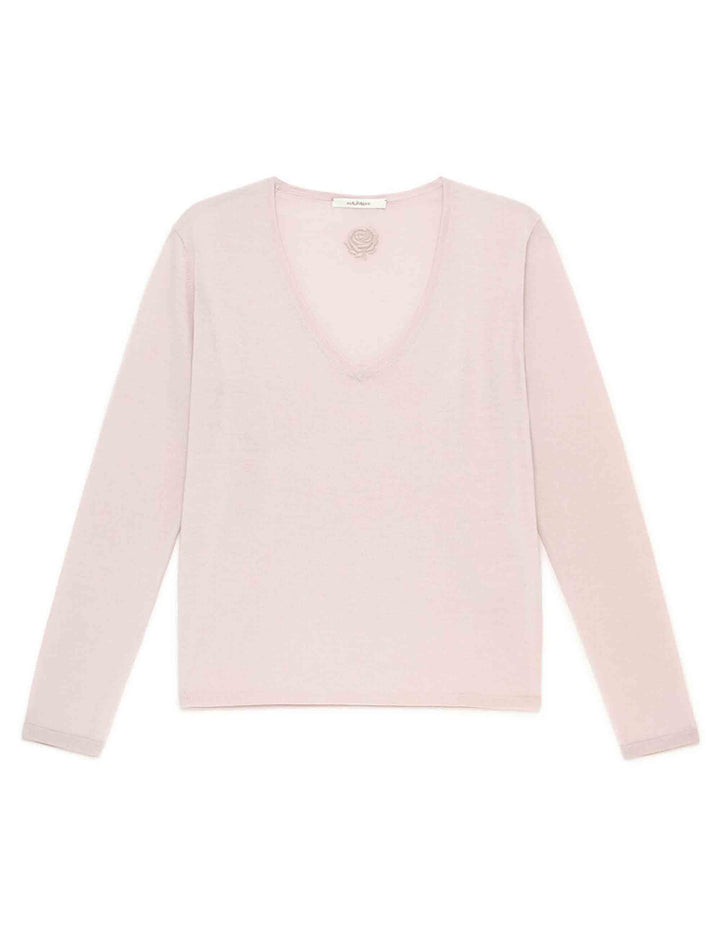 Maglia con scollo a V donna Colours of the World beige JQ512474230 11014 Maliparmi 