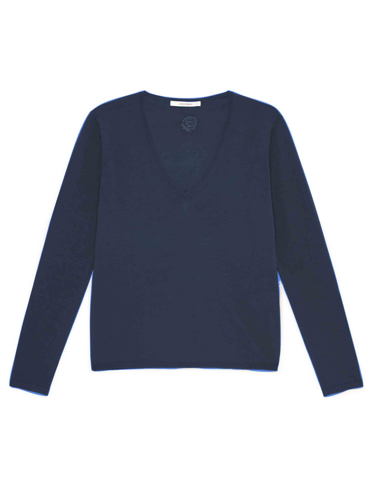 Maglia con scollo a V donna Colours of the World blu JQ512474230 80043 Maliparmi 