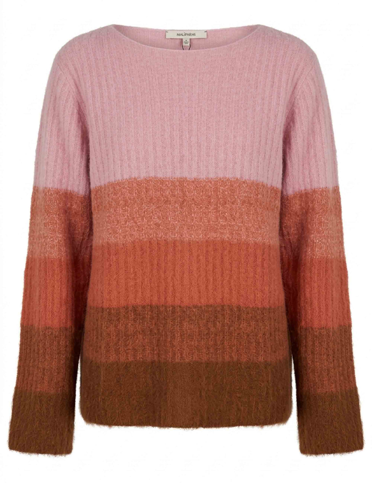 Maglione donna Winter Sunset marrone e rosa sfumato JQ513078217 40B32 Maliparmi 