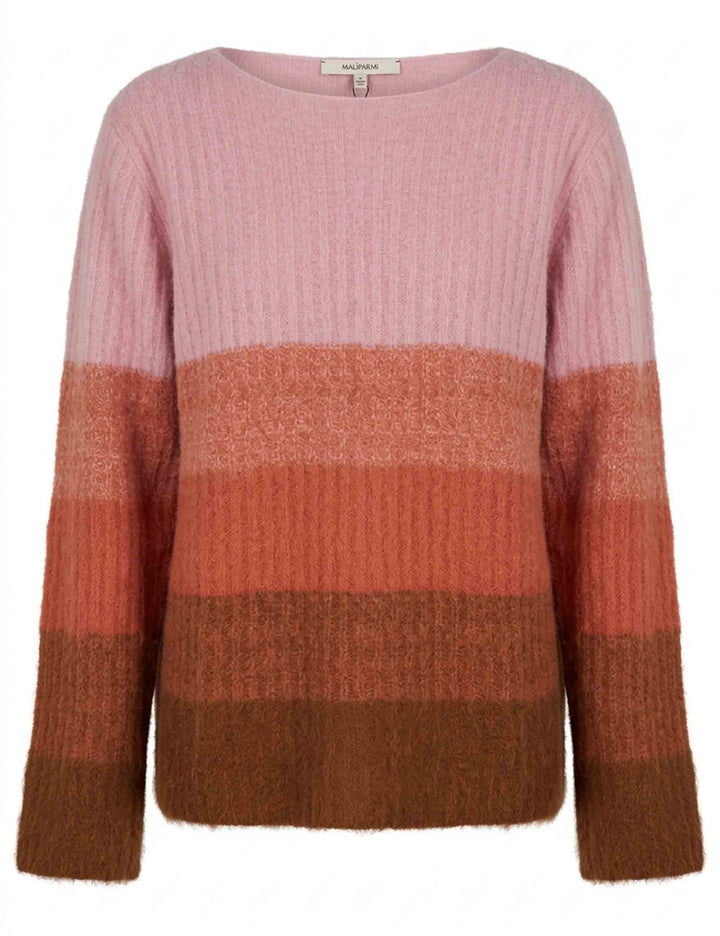 Maglione donna Winter Sunset marrone e rosa sfumato JQ513078217 40B32 Maliparmi 