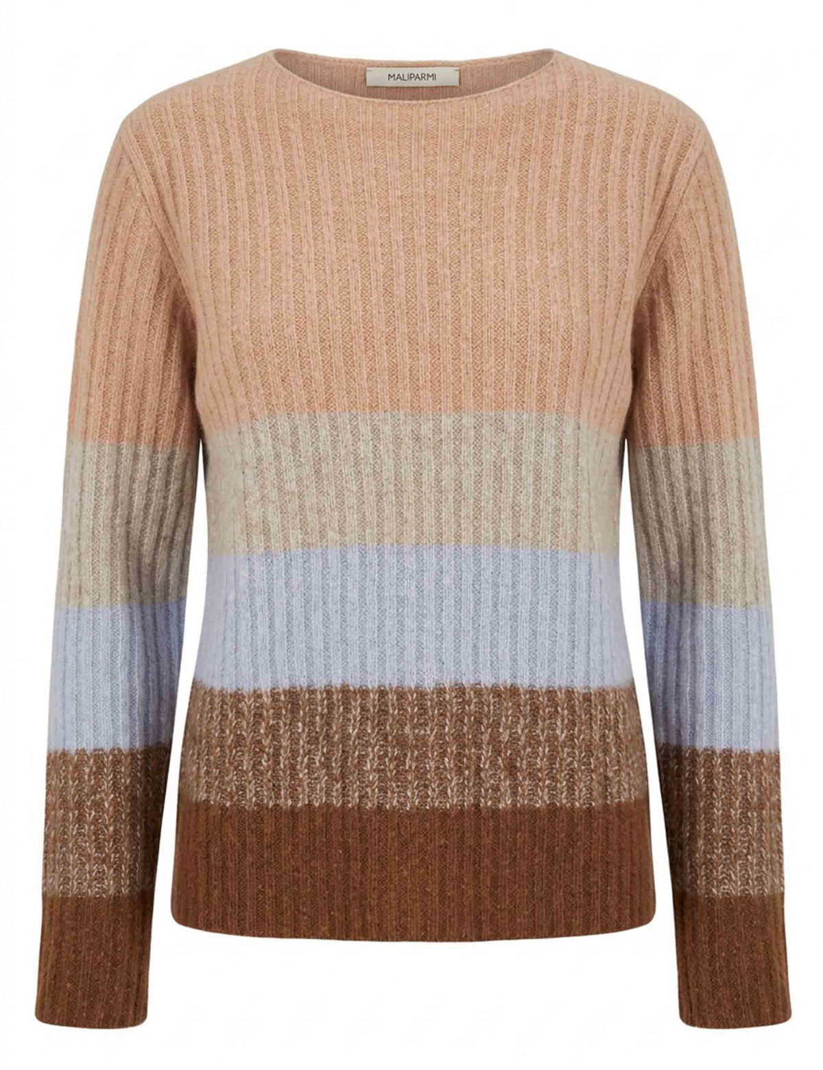 Maglione donna Winter Sunset marrone e azzurro sfumato JQ513078217 40B81 Maliparmi 