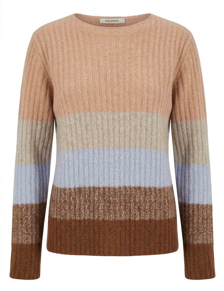 Maglione donna Winter Sunset marrone e azzurro sfumato JQ513078217 40B81 Maliparmi 