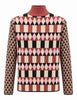Maglia dolcevita Jacquard Comfort marrone e beige fantasia geometrica Donna JQ513478219 C4084