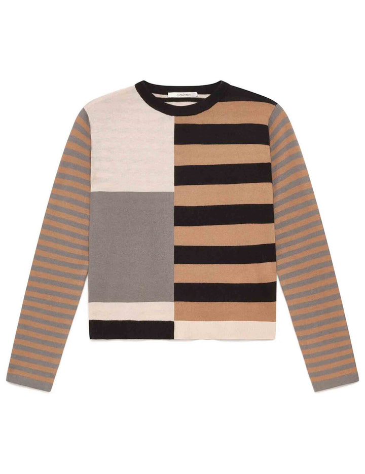 Maglione donna Rhythm Block cammello fantasia a blocchi JQ513570682 C1215 Maliparmi 