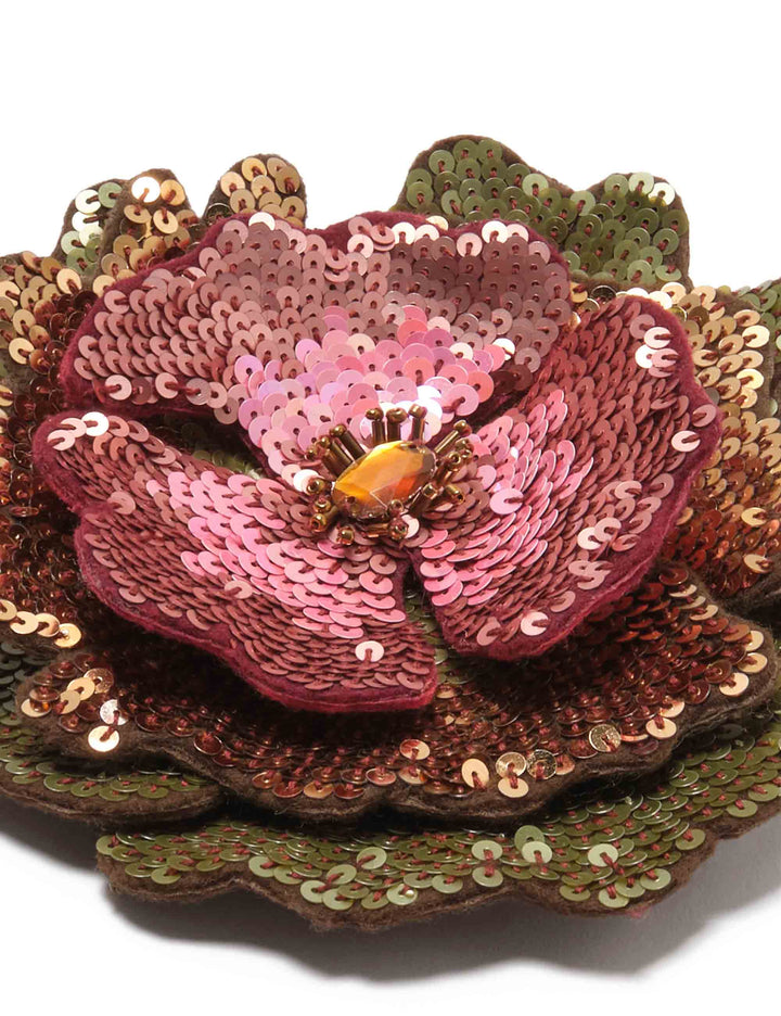 Spilla donna Radiant Flora in paillettes dégradé rosa con strass centrale TS012995163 32B60 Maliparmi 