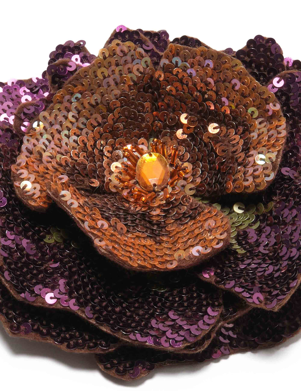 Spilla donna Radiant Flora in paillettes dégradé marrone con strass centrale TS012995163 41B40 Maliparmi 