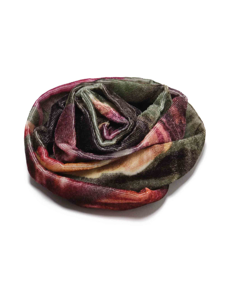 Spilla donna Magnolia Velvet in velluto di viscosa stampato verde a forma di rosa TS013061056 E6006 Maliparmi 