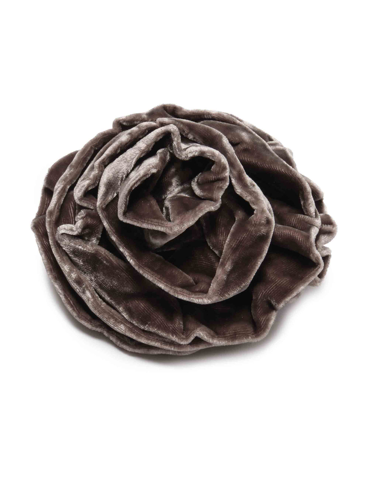 Spilla donna Velvet Flow in velluto di viscosa e seta taupe a forma di rosa TS013062026 40010 Maliparmi 
