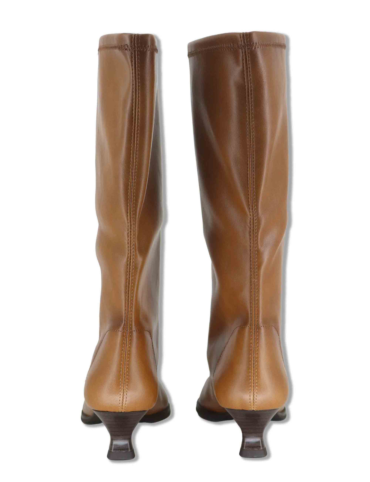 Stivaletti donna in eco pelle elasticizzata cammello con tacco medio e suola ultra soft 75337 04 Miss Elastic 