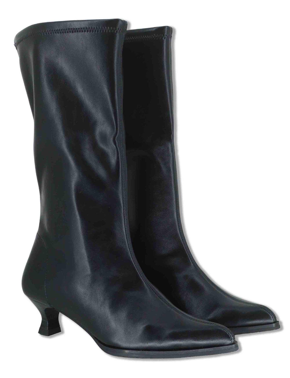 Stivaletti donna in eco pelle elasticizzata nero con tacco medio e suola ultra soft 75337 05 Miss Elastic 