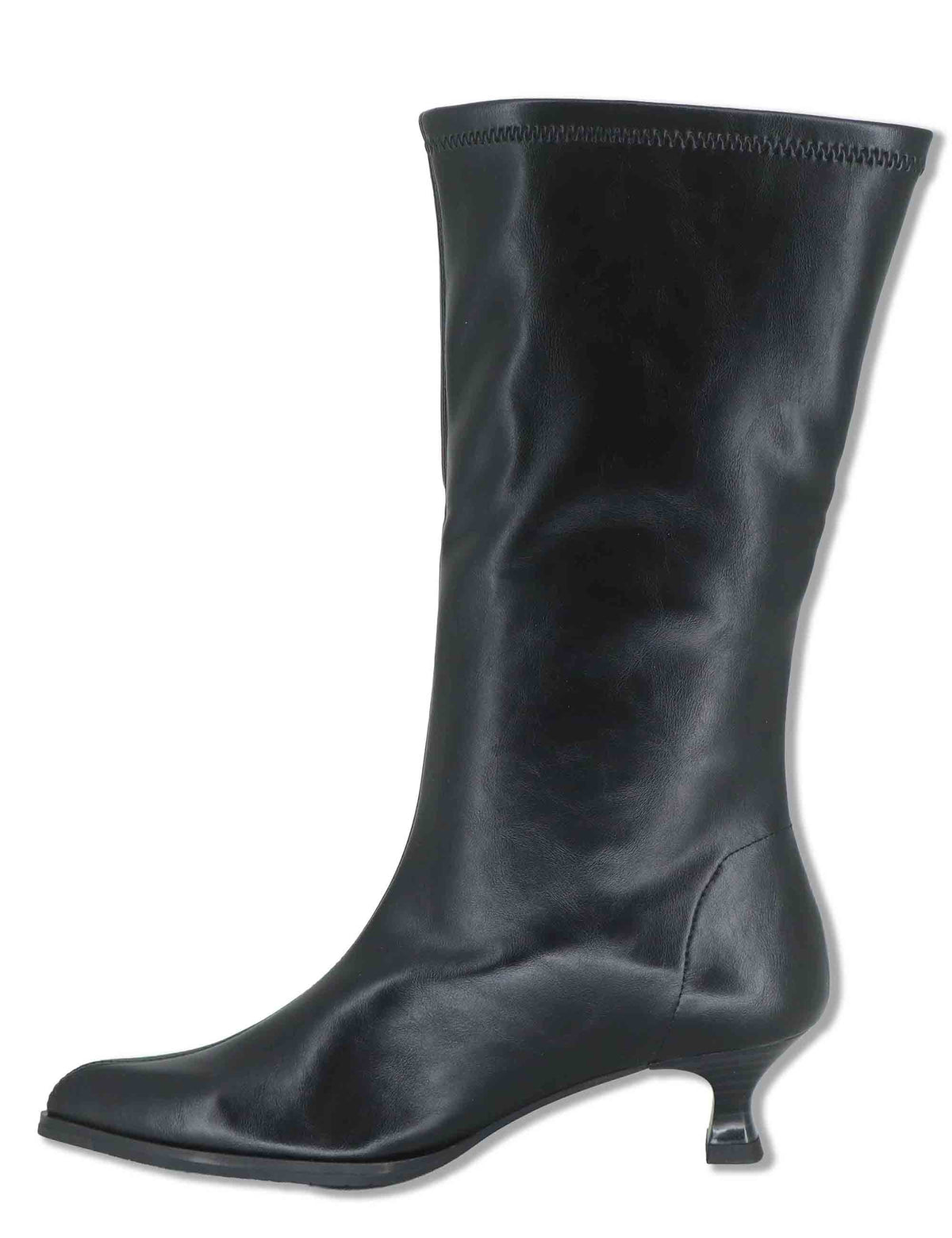 Stivaletti donna in eco pelle elasticizzata nero con tacco medio e suola ultra soft 75337 05 Miss Elastic 