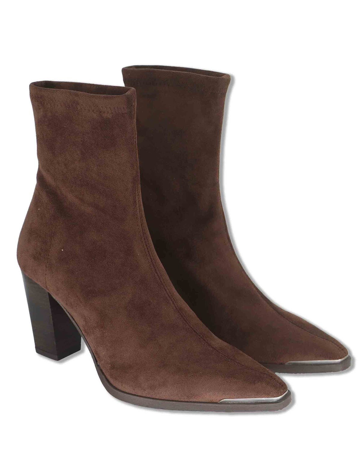Stivaletti donna in eco camoscio elasticizzato marrone con tacco alto e suola ultra soft 75386 51 Miss Elastic 