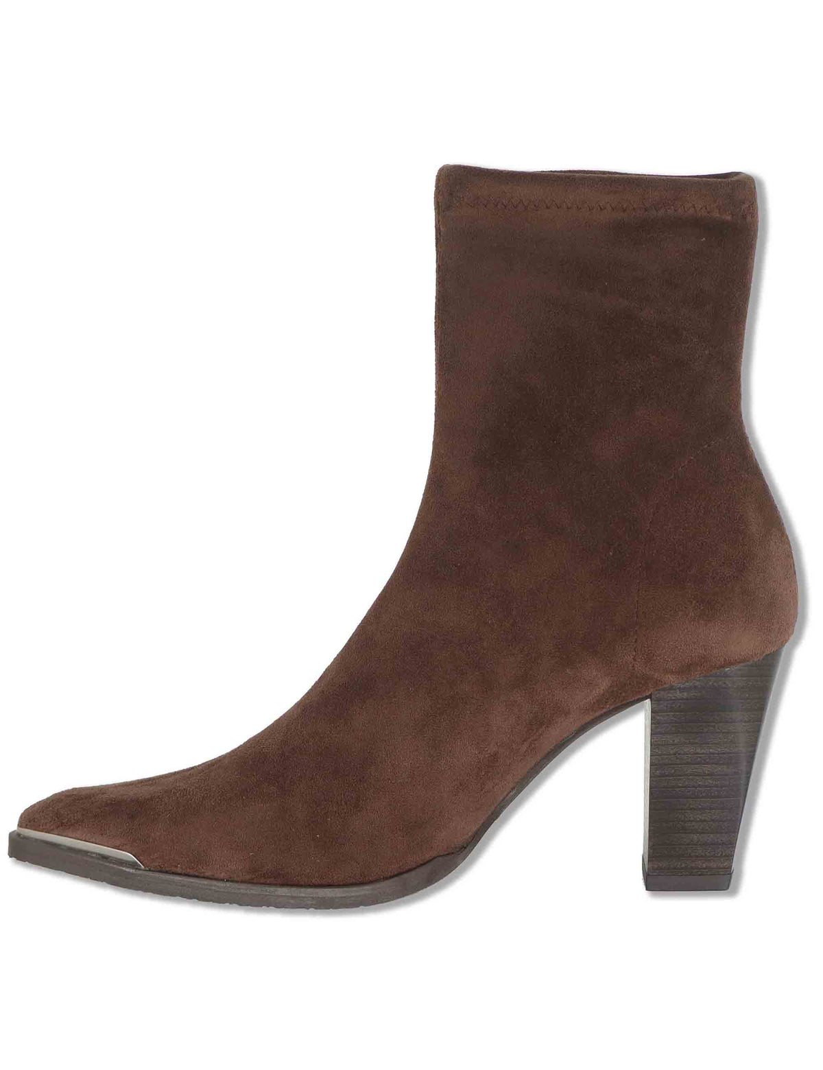 Stivaletti donna in eco camoscio elasticizzato marrone con tacco alto e suola ultra soft 75386 51 Miss Elastic 