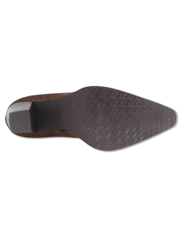 Stivaletti donna in eco camoscio elasticizzato marrone con tacco alto e suola ultra soft 75386 51 Miss Elastic 