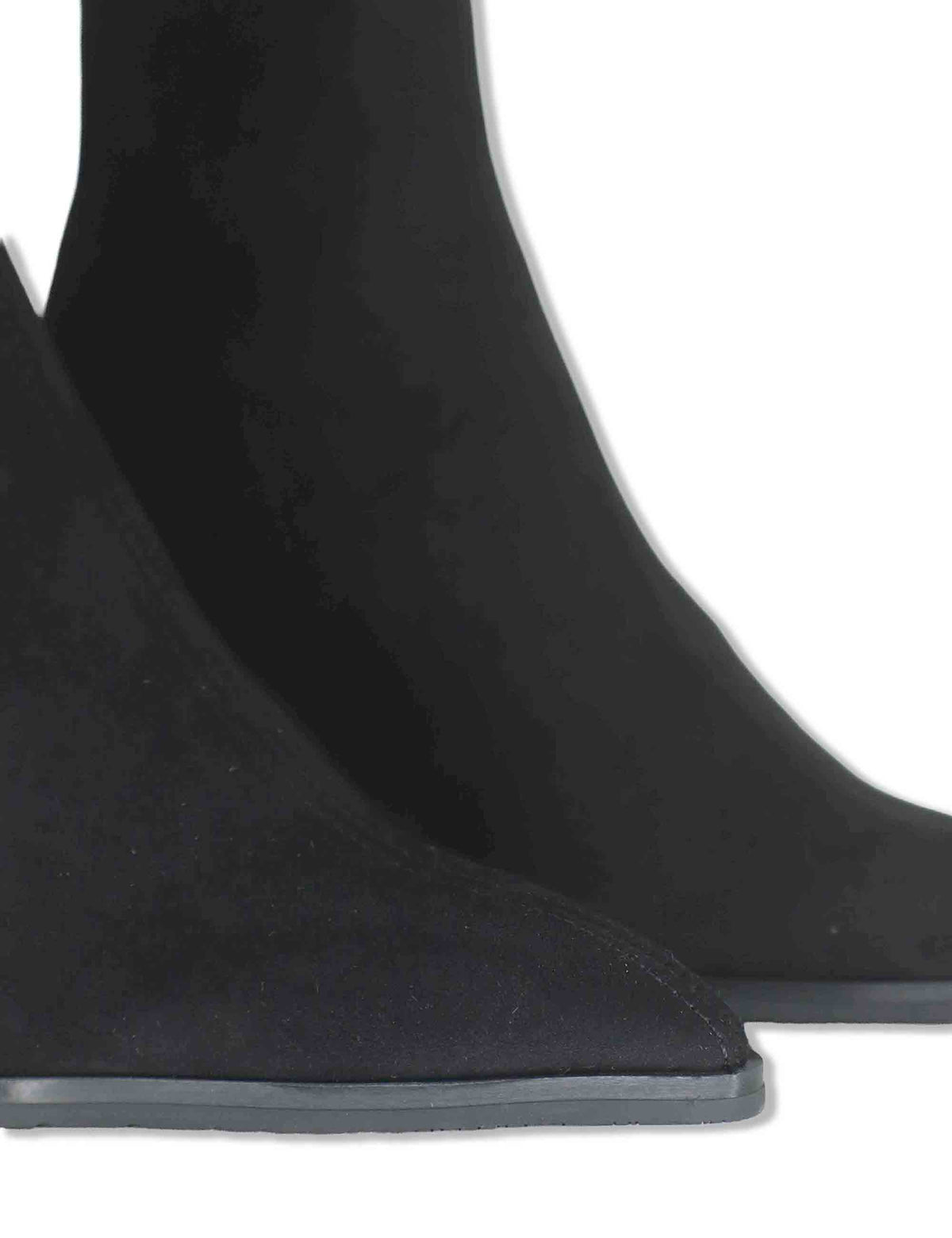 Stivali donna in eco camoscio elasticizzato nero con tacco alto punta a punta e gambale sopra al ginocchio 78038 05 Miss Elastic 