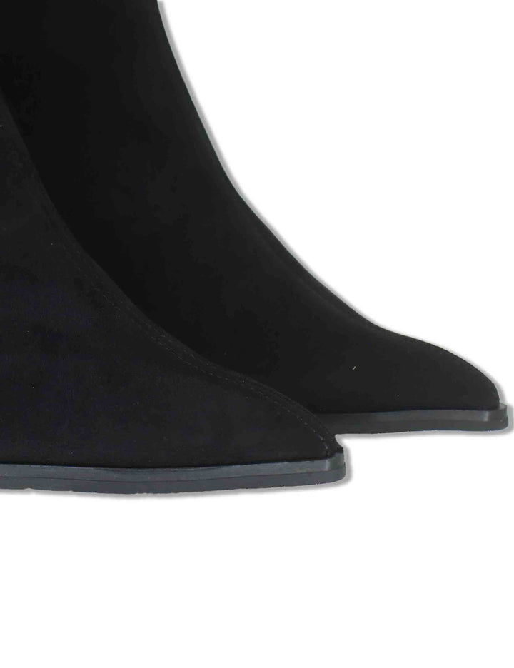 Stivaletti donna in eco camoscio elasticizzato nero con tacco alto punta a punta e suola ultra soft 78039 05 Miss Elastic 