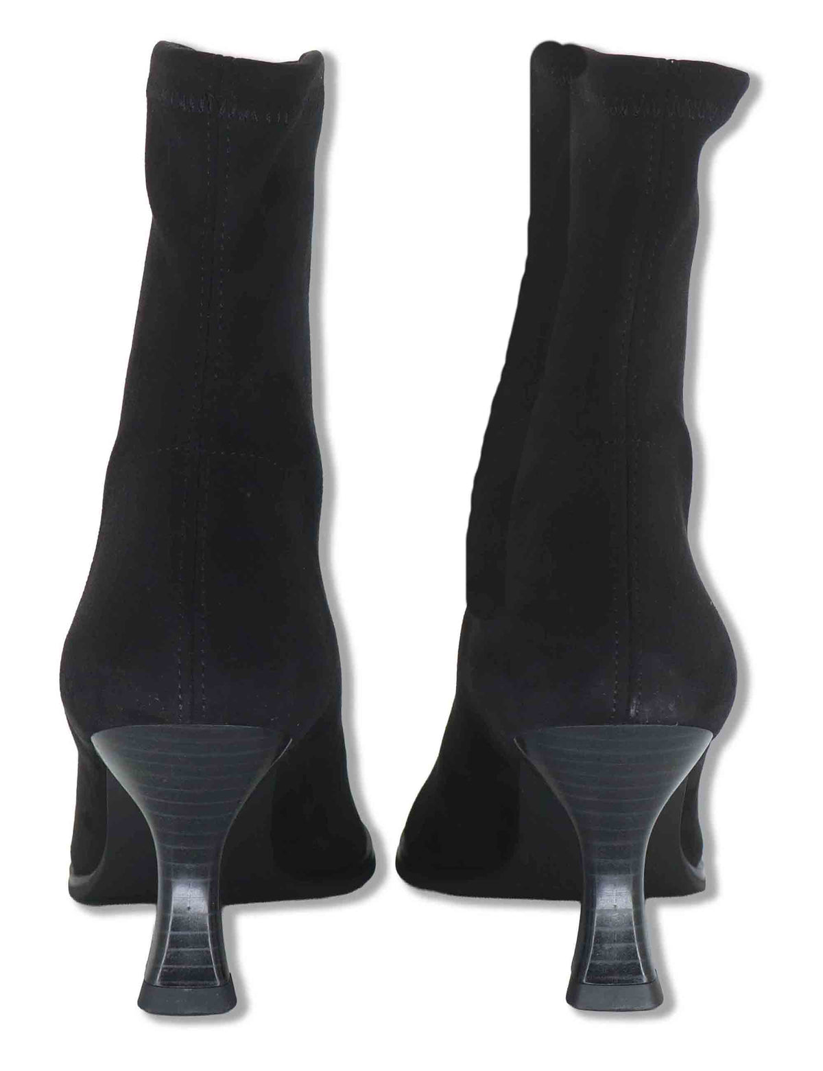 Stivaletti donna in eco camoscio elasticizzato nero con tacco alto punta a punta e suola ultra soft 78039 05 Miss Elastic 