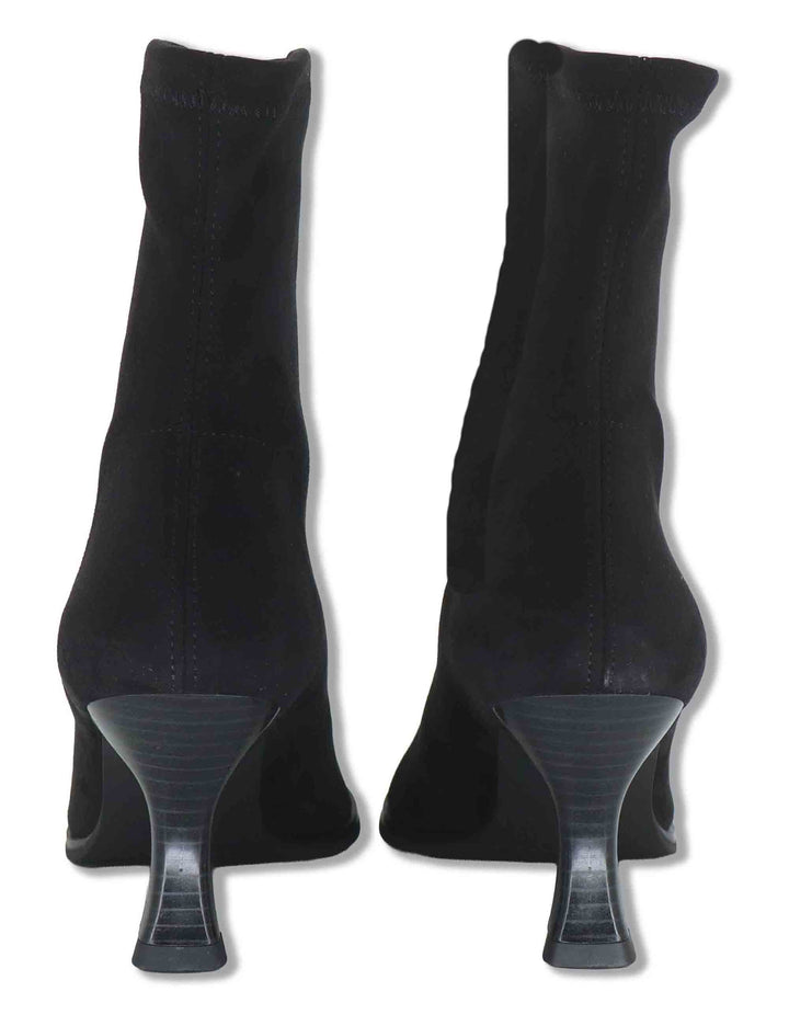 Stivaletti donna in eco camoscio elasticizzato nero con tacco alto punta a punta e suola ultra soft 78039 05 Miss Elastic 