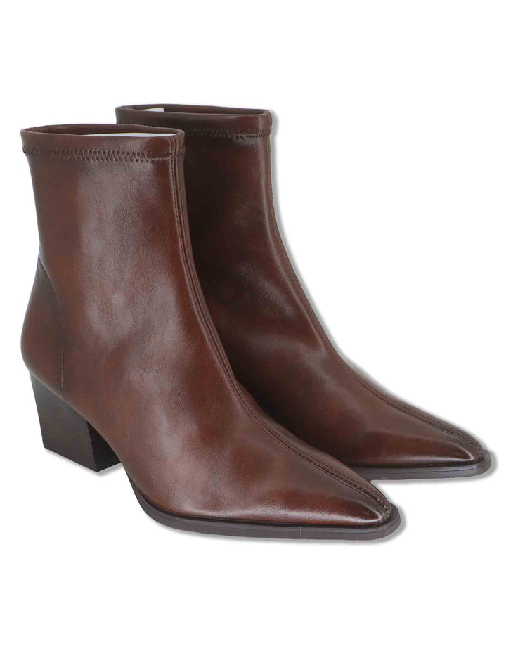Stivaletti donna in eco pelle elasticizzata marrone con tacco medio e suola ultra softt 78151 51 Miss Elastic 